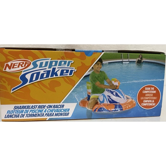 NERF Super Soaker Sharkblast Ride-On Racer – Inflatable Pool Float. NEW - Picture 3 of 3